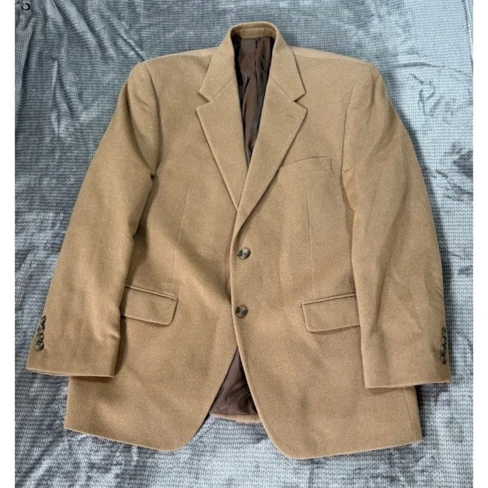 Lauren Ralph Lauren Cashmere Blazer 42R Mens Two Button Sport Coat‎ Jacket Beige